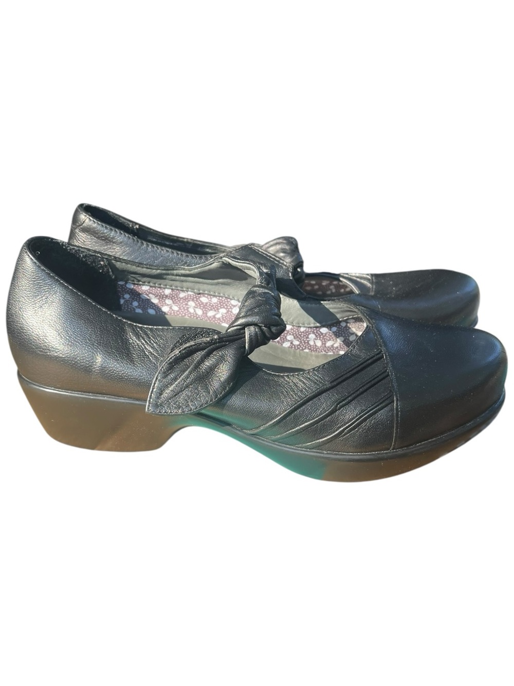DANSKO Ainsley Women’s Black Mary Jane Platform Shoes Bow Detail Black Napa 39/9